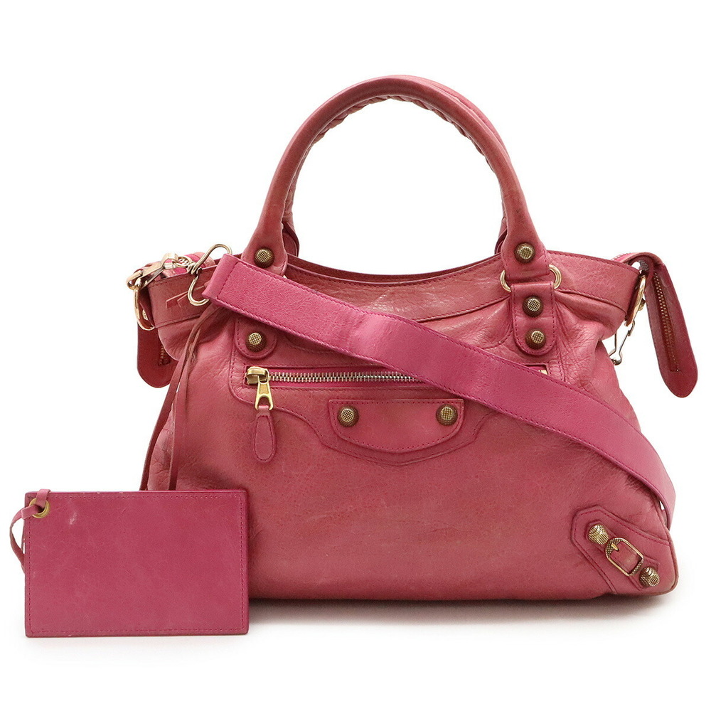 BALENCIAGA The Giant Town Shoulder Bag Tote pink leather mirror